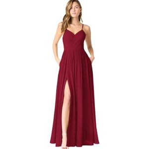 Azazie Cora Chiffon Bridesmaid Gown Cabernet Size 8 (A8) NWT